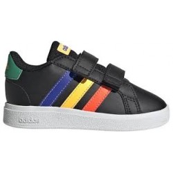 Adidas Παιδικά Sneakers Grand Court Lifestyle Hook με Σκρατς Μαύρα