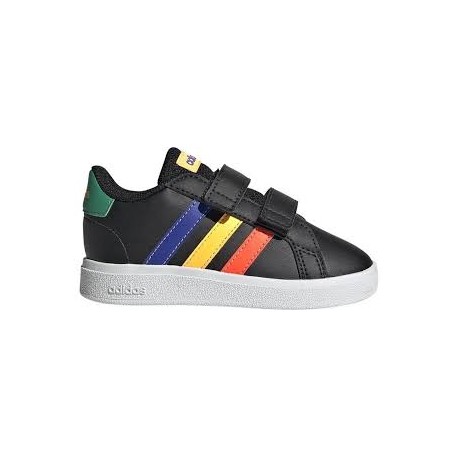 Adidas Παιδικά Sneakers Grand Court Lifestyle Hook με Σκρατς Μαύρα