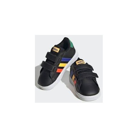 Adidas Παιδικά Sneakers Grand Court Lifestyle Hook με Σκρατς Μαύρα