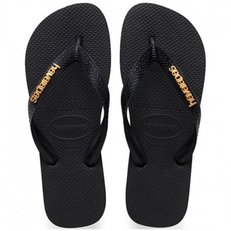 Havaianas Top Logo Metallic Σαγιονάρες σε Μαύρο Χρώμα