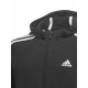 Adidas Αθλητική Ζακέτα Φούτερ με Κουκούλα Μαύρη Essentials 3-Stripes