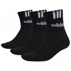 Adidas 3 Stripes Linear Αθλητικές Κάλτσες Μαύρες 3 Ζεύγη