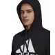 Adidas Essentials Φούτερ Fleece με Κουκούλα Μαύρο