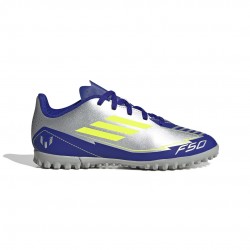 Adidas Παιδικά Ποδοσφαιρικά Παπούτσια Messi F50 Club Tf με Σχάρα Ασημί