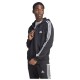 Adidas Essentials 3-Stripes Ζακέτα Fleece με Κουκούλα Μαύρο