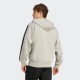Adidas Essentials 3-stripes Zακετα  Fleece με Κουκούλα Γκρι