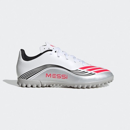 Adidas Παιδικά Ποδοσφαιρικά Παπούτσια F50 Messi Club με Σχάρα Cloud White / Lucid Red / Silver Metallic