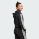 Adidas  Φούτερ Ζακέτα Cropped με Κουκούλα Μαύρη Essentials 3-Stripes